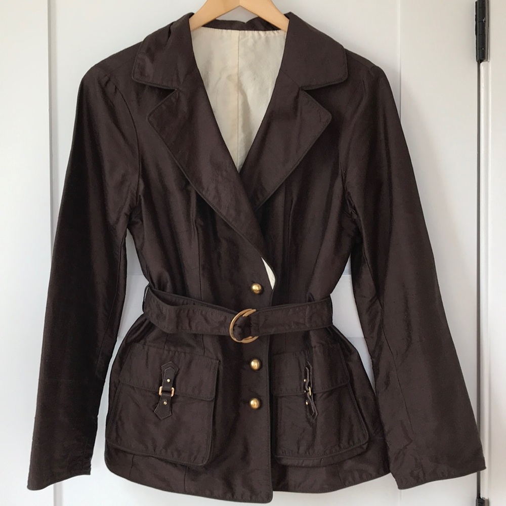 Cheby Silk Reversible Jacket Cream Brown Italian